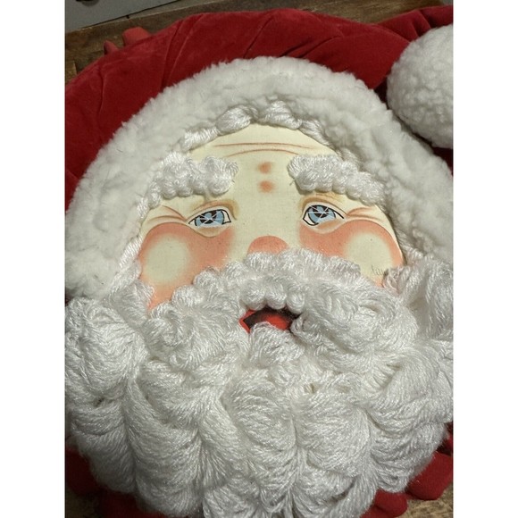 Hand Painted By Lilly Santa Face Holiday Pillow Christmas Decor Vintage 13” HTF - Picture 5 of 16